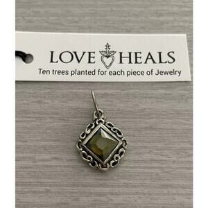 Love Heals Olive Green Prism Mirror Charm White Bronze Ojai CA LH33